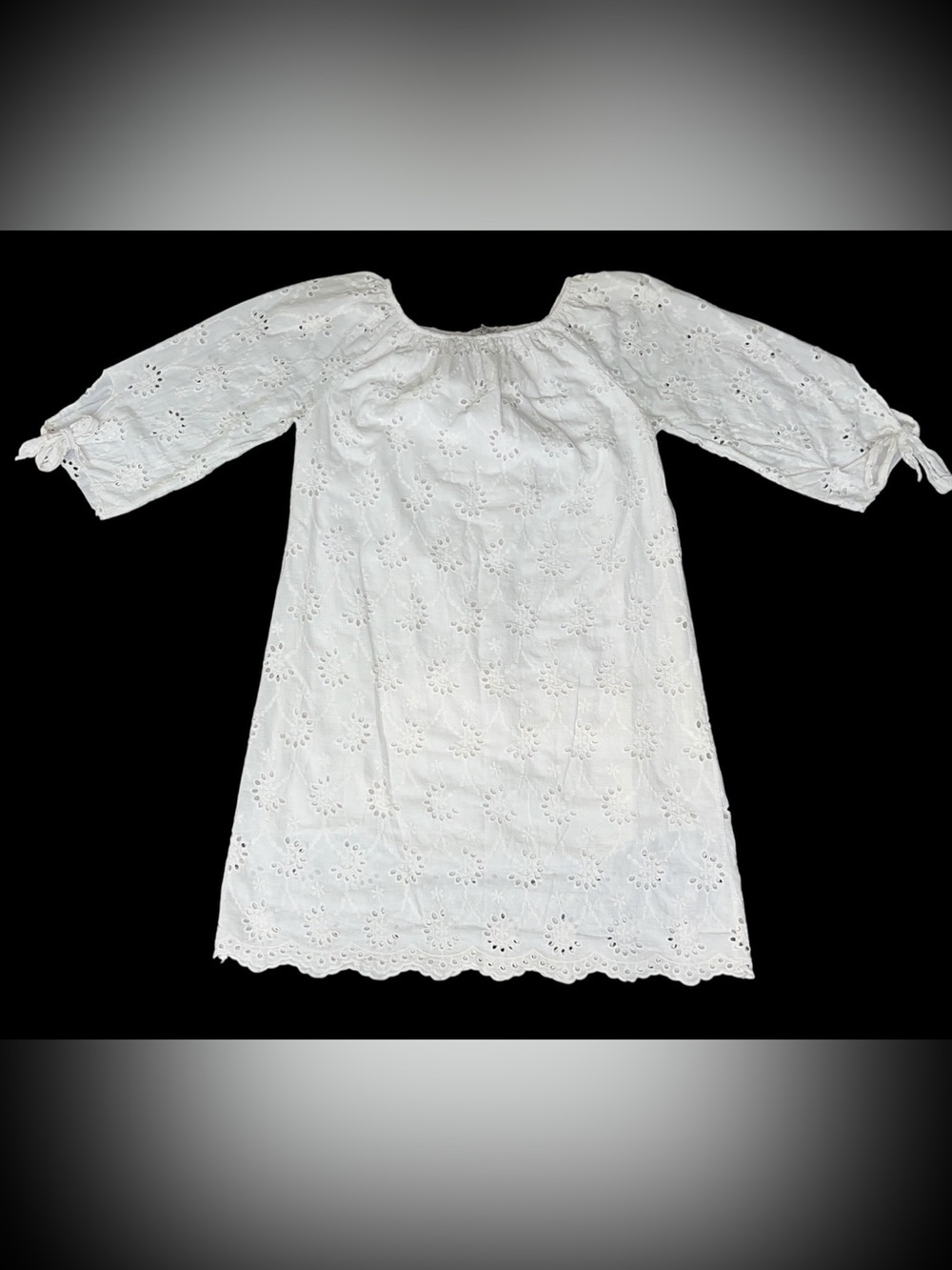 Valentina Naldi Women's Cotton Eyelet Off Shoulder Dress Size M Sand Italy